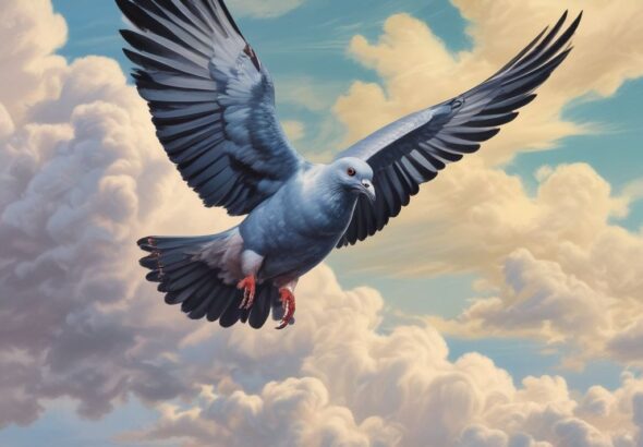 pigeon flying in sky