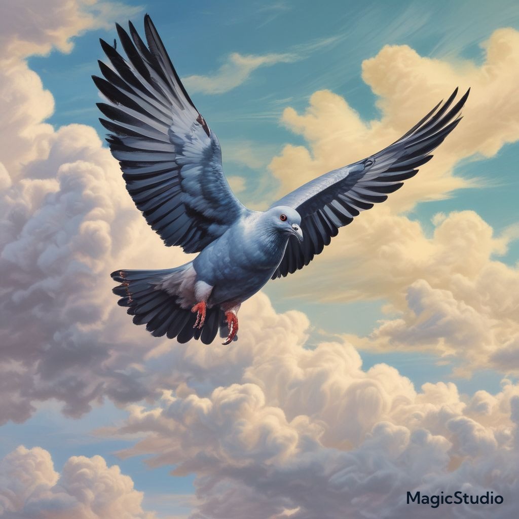 pigeon flying in sky